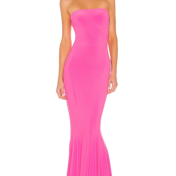 COPY - Norma Kamali x Revolve Strapless Fishtail Gown in Pink - Picture 1 of 3